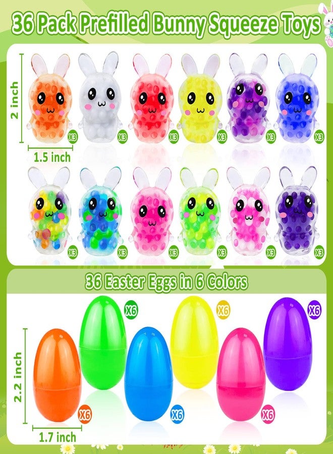 AMENON 36 Pack Prefilled Easter Eggs with Bunny Stress Balls Fidget Toys 12 Colors Stress Relief Squeeze Balls for Kids Boys Girls Easter Basket Essential Fillers Easter Egg Hunt Party Favors Classroom Prize - Image 2